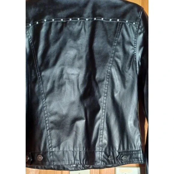 RAG Faux Leather Motorcycle Jacket and Pants with Rhinestones Women's size 9 - Picture 4 of 8